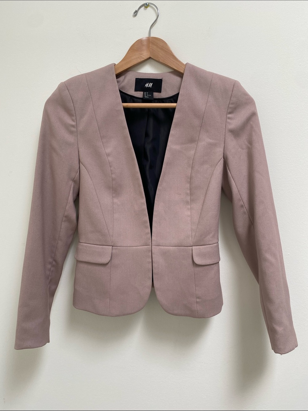H&M Dusty Rose Open-Front Tailored Blazer
